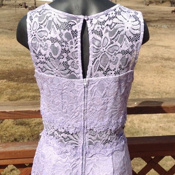 A. Byer Floor Length Sparkly Lace Light Purple Sleeveless Dress Size 9 - Picture 6 of 15